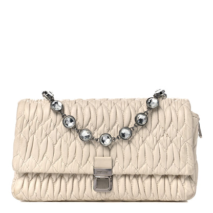 Miu Miu Nappa Matelasse Crystal Shoulder Bag Bianco 1 of 16