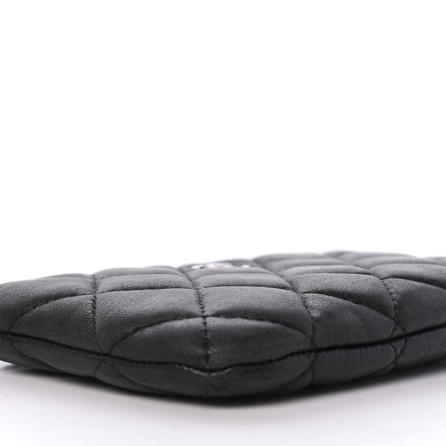 Lambskin Quilted Small Cosmetic Case Black