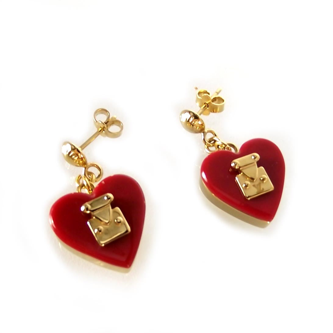 Louis Vuitton Lock Me Heart Earrings Pomme D'Amour 2 of 7