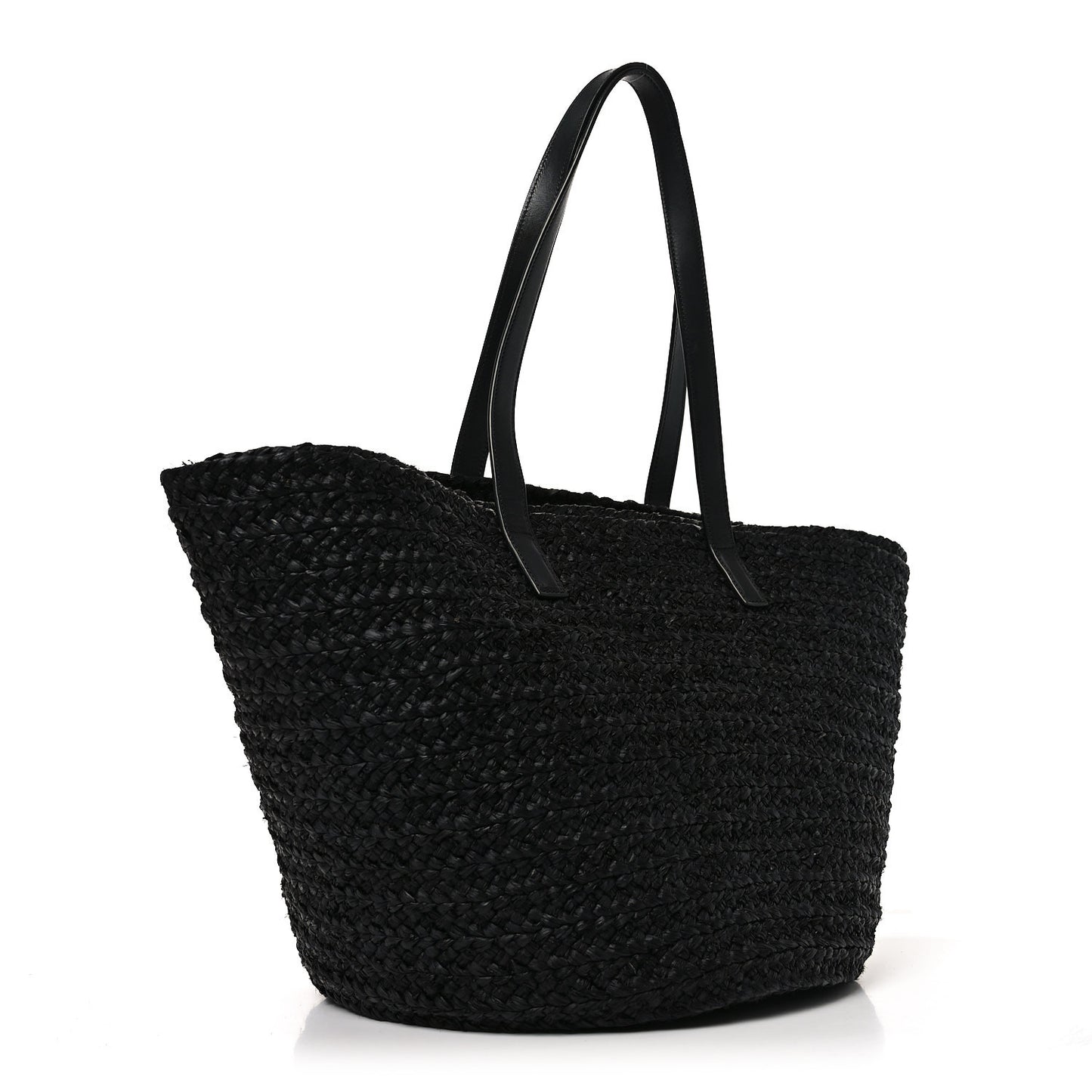 Raffia Medium Panier Bag Black