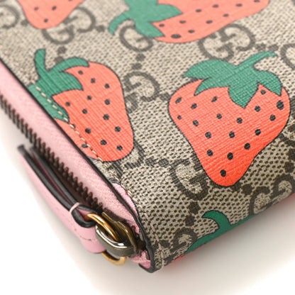 Gucci GG Supreme Monogram Strawberry Zip Around Wallet Light Pink 6 of 7
