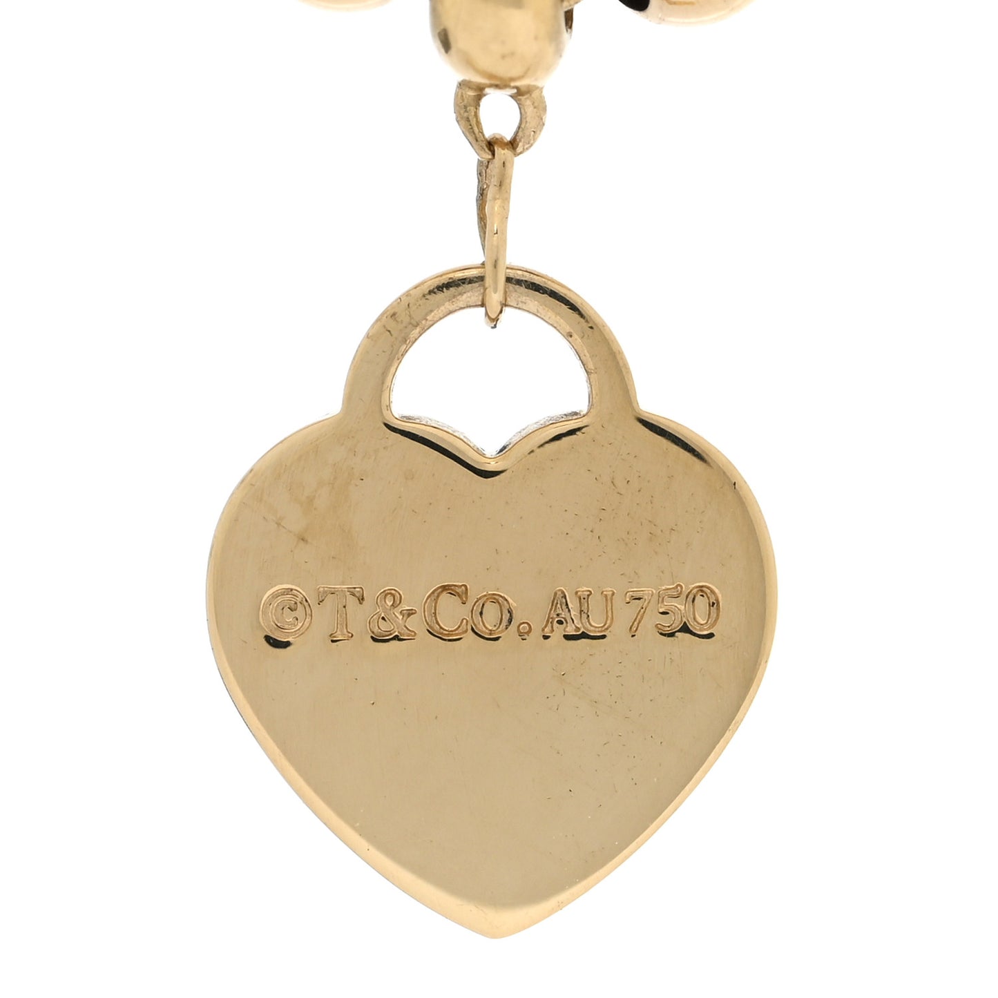 18K Yellow Gold 4mm Return to Tiffany Bead Heart Tag Bracelet