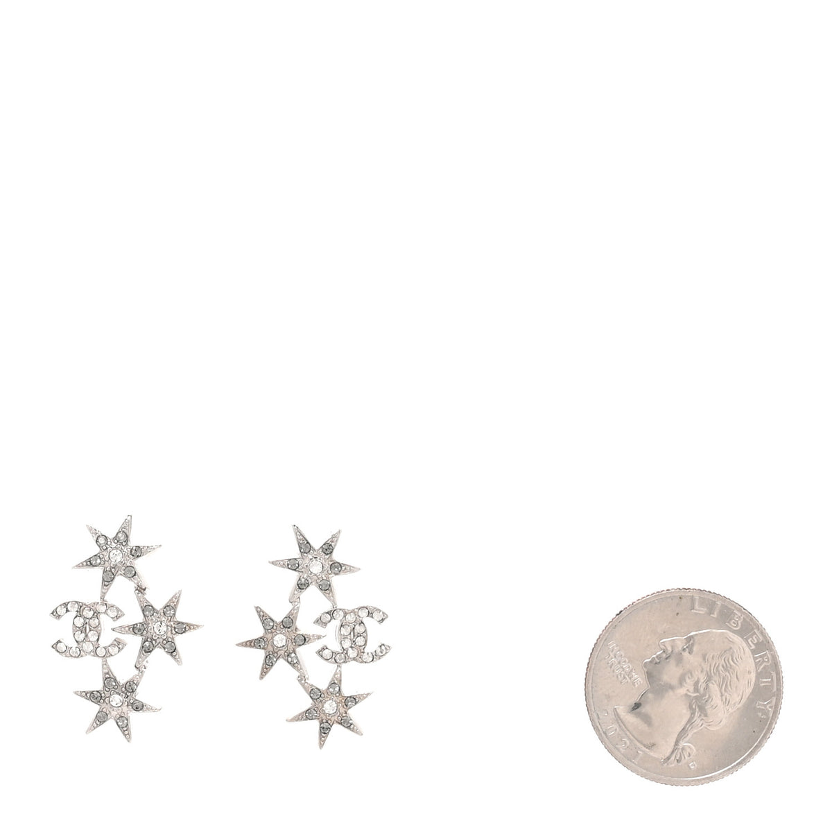Crystal CC Star Earrings Silver