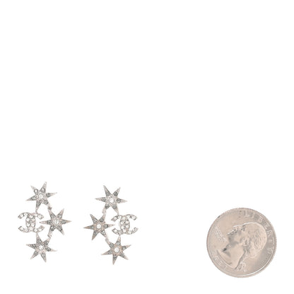Chanel Crystal CC Star Earrings Silver 2 of 5