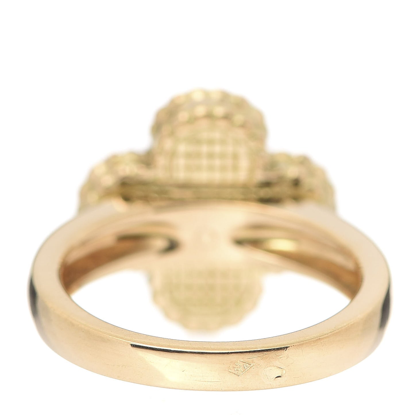 18K Yellow Gold Diamond Mother of Pearl Vintage Alhambra Ring 51 5.75