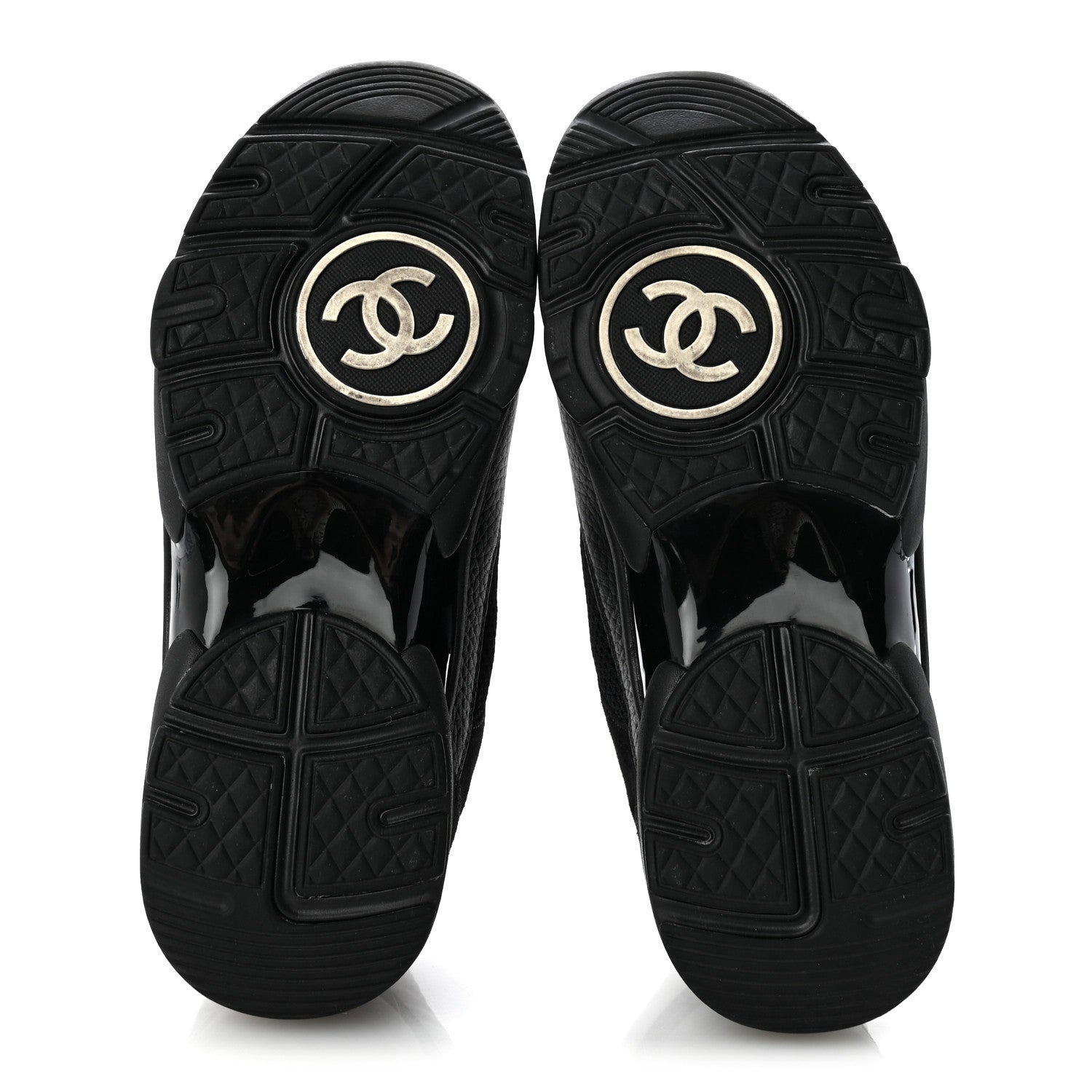 Chanel Mesh Suede Grained Calfskin Womens CC Sneakers 38 Black White 6 of 8
