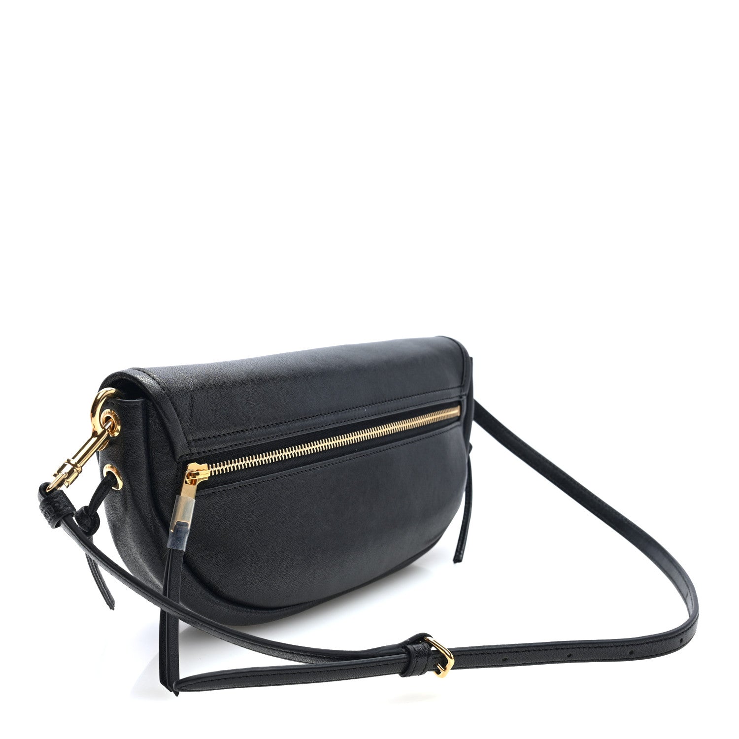 Celine Shiny Lambskin Soft Triomphe Little Half Moon Bag Black 3 of 9