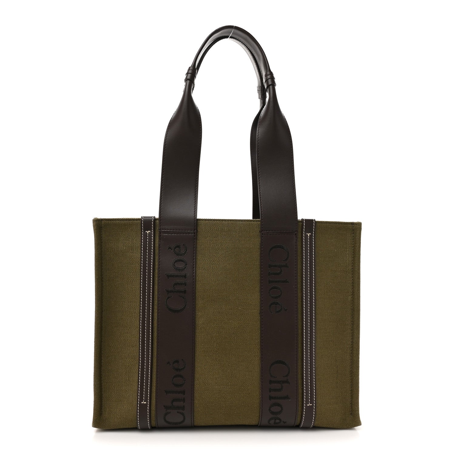 Chloe Linen Calfskin Medium Woody Tote Warm Green 1 of 9