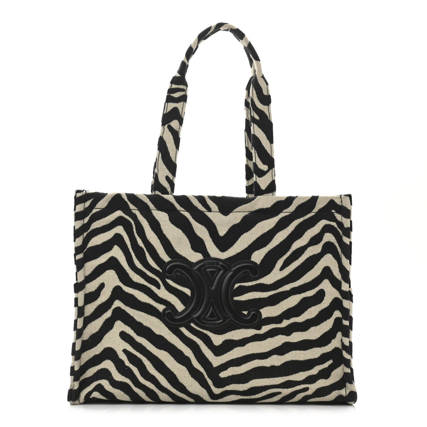 Canvas Calfskin Triomphe Large Cabas Thais Natural Black