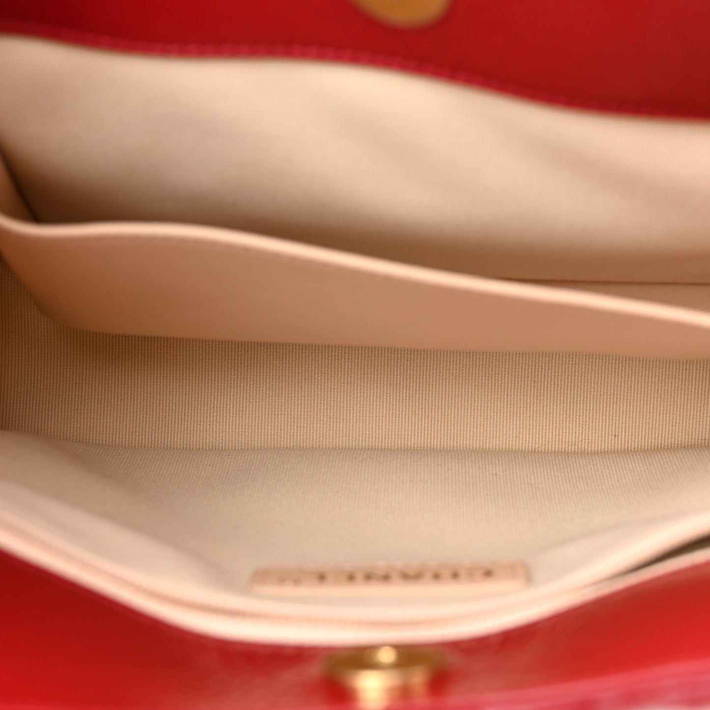 Shiny Crumpled Calfskin Quilted Wavy CC Hobo Red