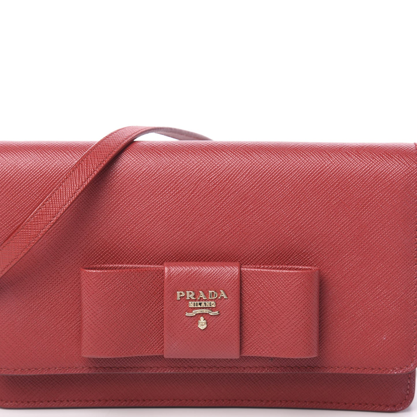 Saffiano Fiocco Bow Flap Wallet Fuoco