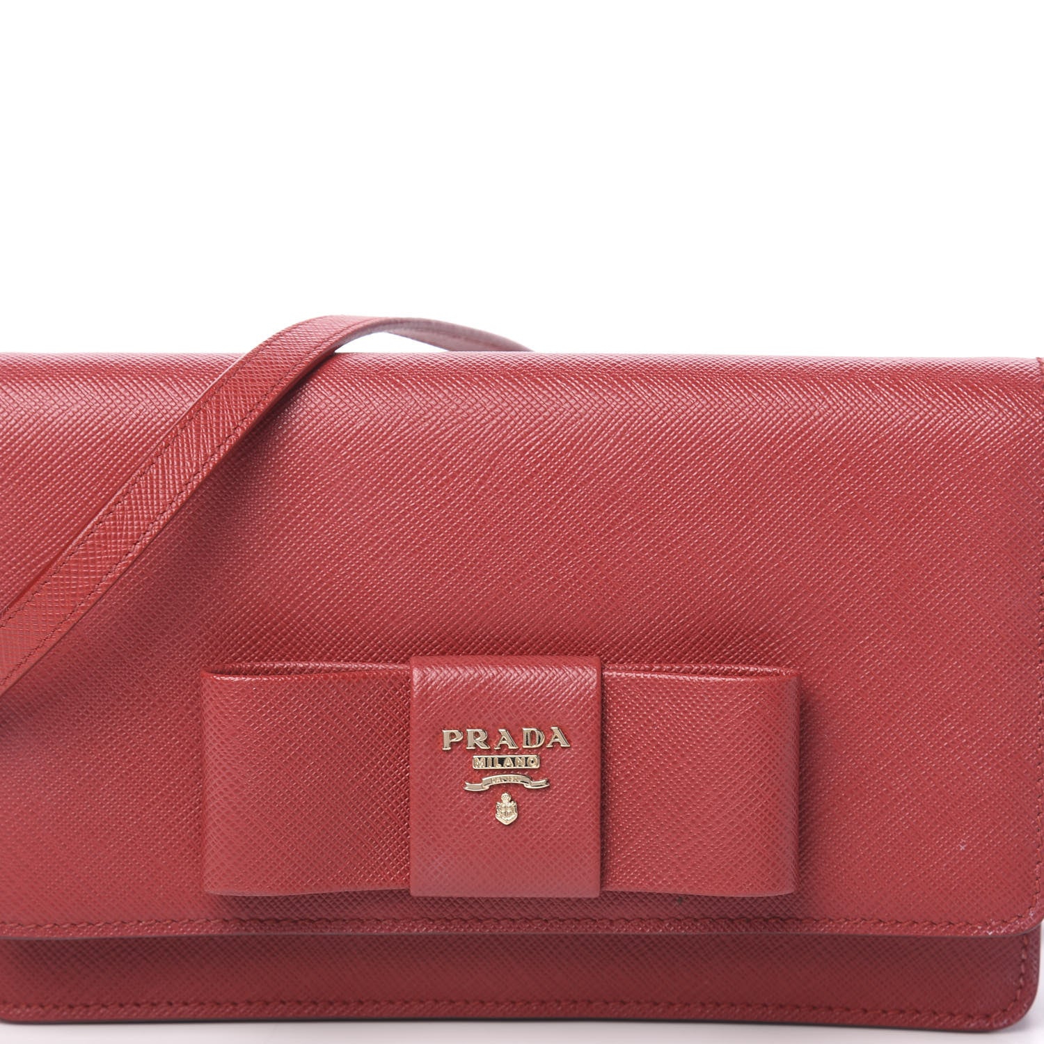 Prada Saffiano Fiocco Bow Flap Wallet Fuoco 7 of 10