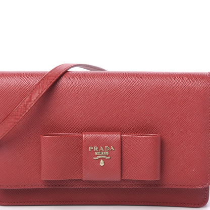 Prada Saffiano Fiocco Bow Flap Wallet Fuoco 7 of 10