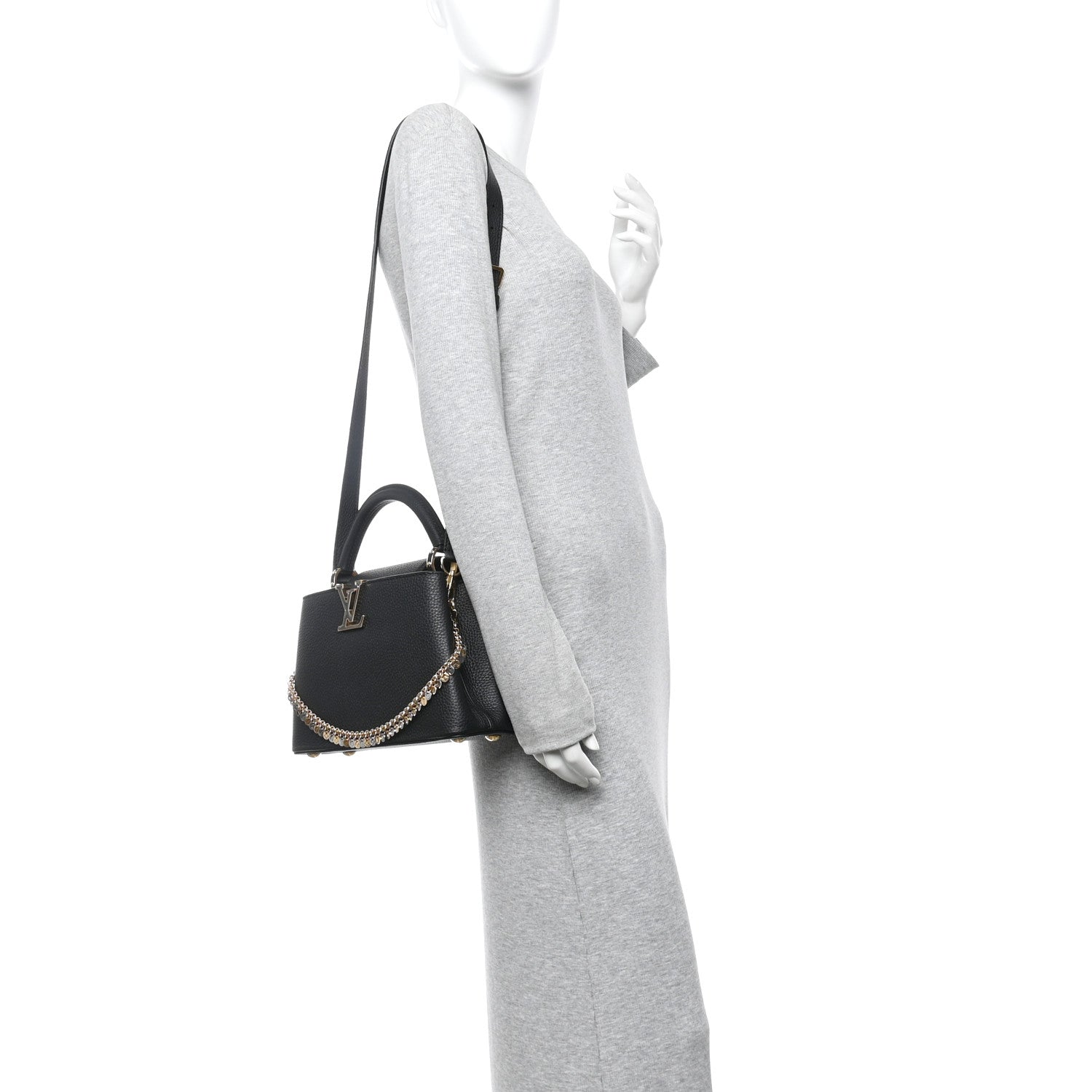 Louis Vuitton Taurillon Confetti Capucines BB Black 2 of 9