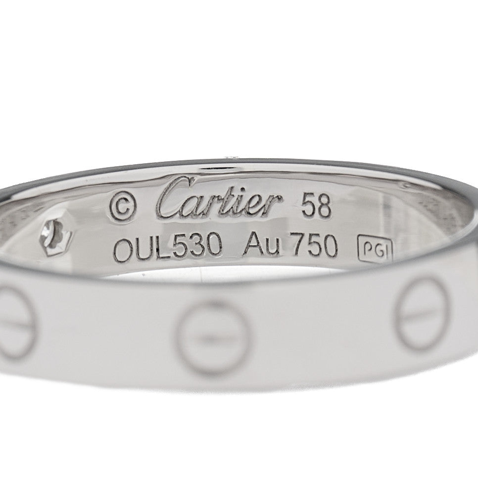 Cartier 18K White Gold Diamond 4mm LOVE Wedding Band Ring 58 8.25 4 of 4