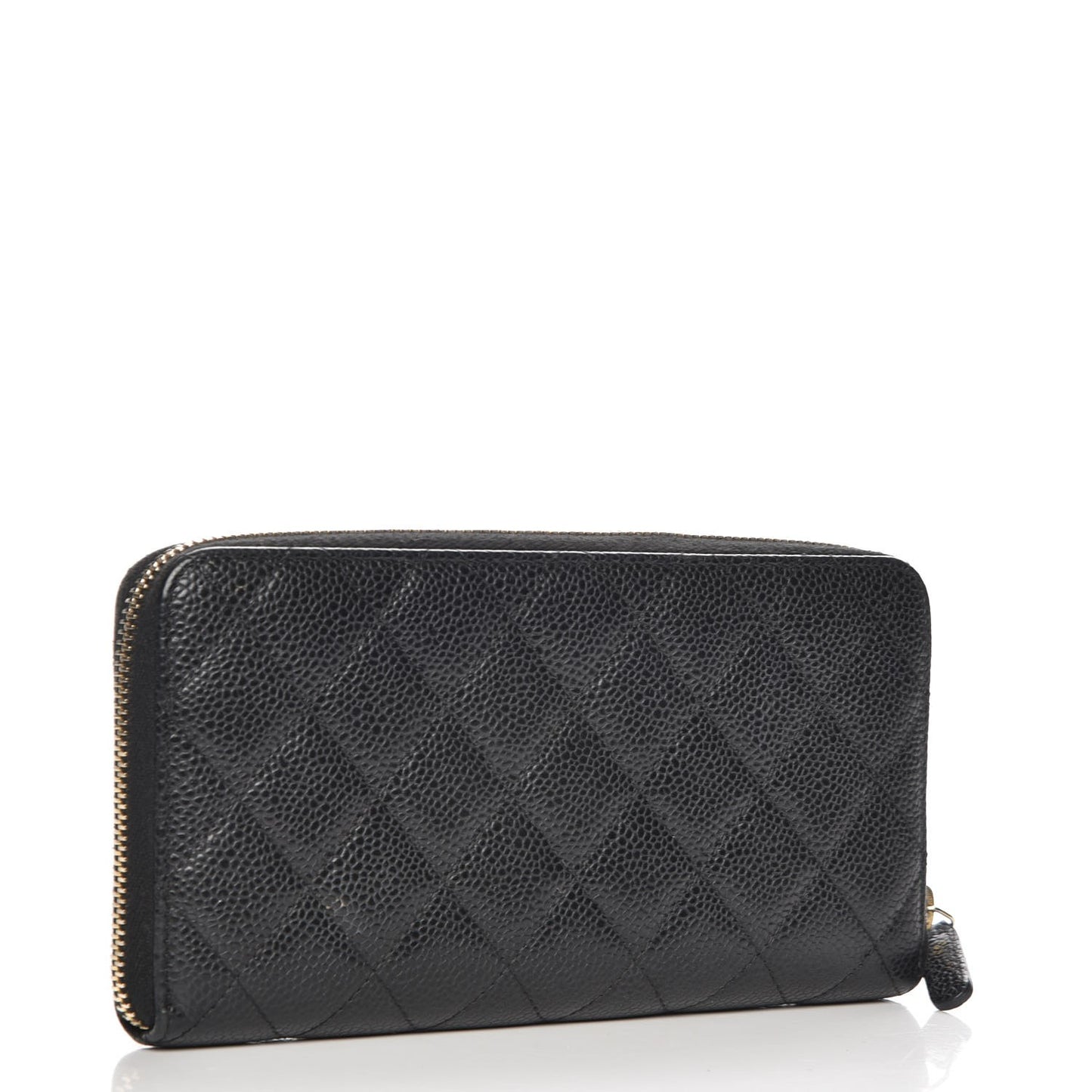 Caviar Quilted Large Gusset Zip Around Wallet Black