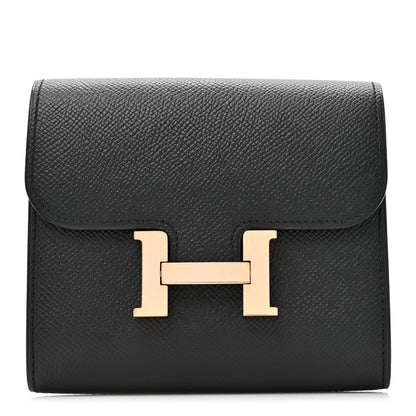 Hermes Epsom Constance Compact Passant Wallet Black 1 of 8