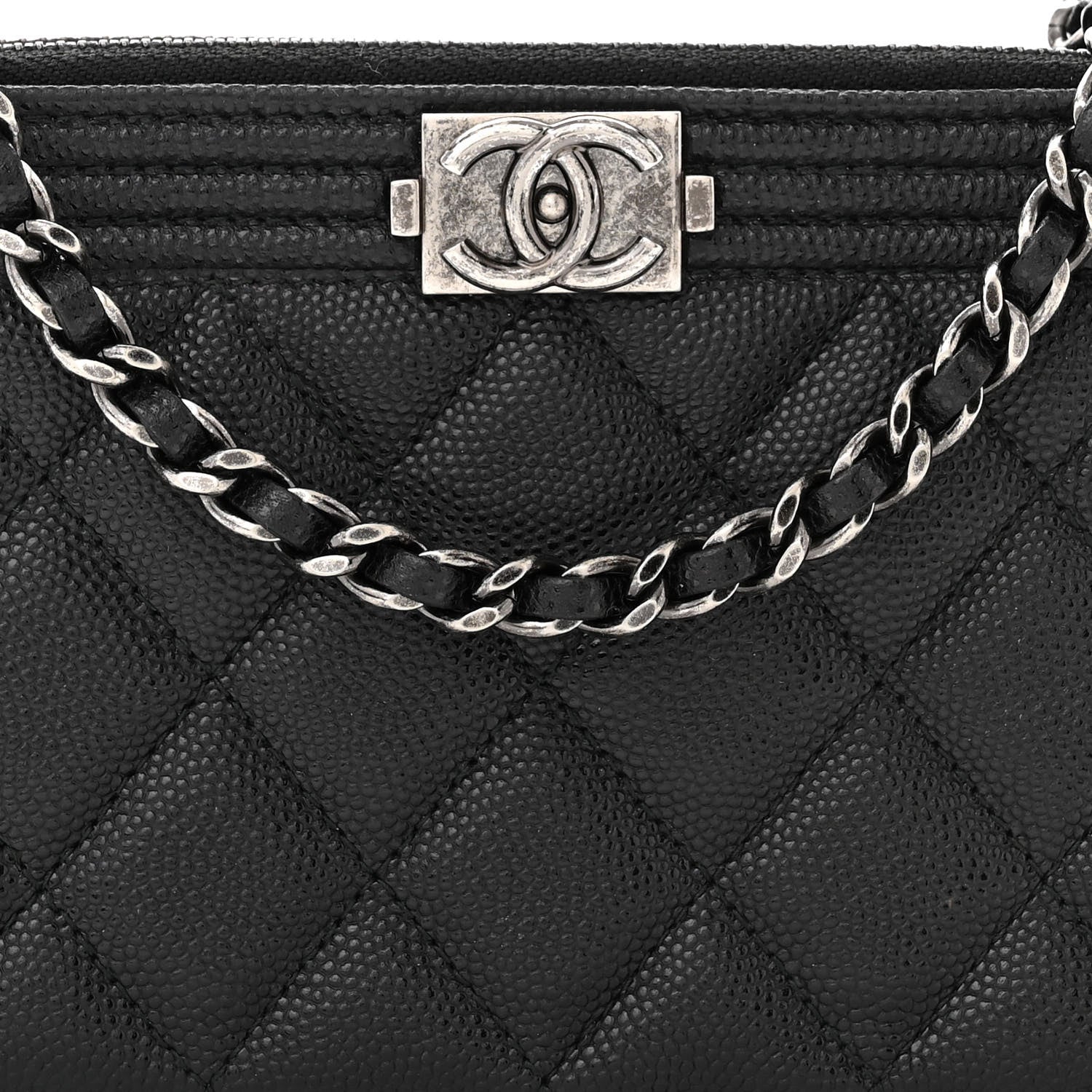 Chanel Caviar Quilted Small Boy Clutch With Chain Black 9 of 12