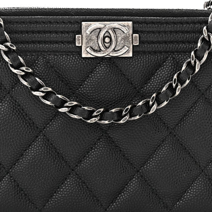 Chanel Caviar Quilted Small Boy Clutch With Chain Black 9 of 12
