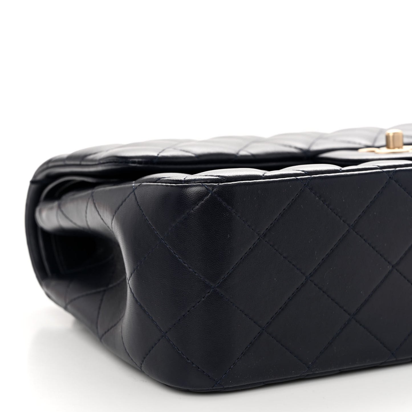 Lambskin Quilted Jumbo Double Flap Navy Blue