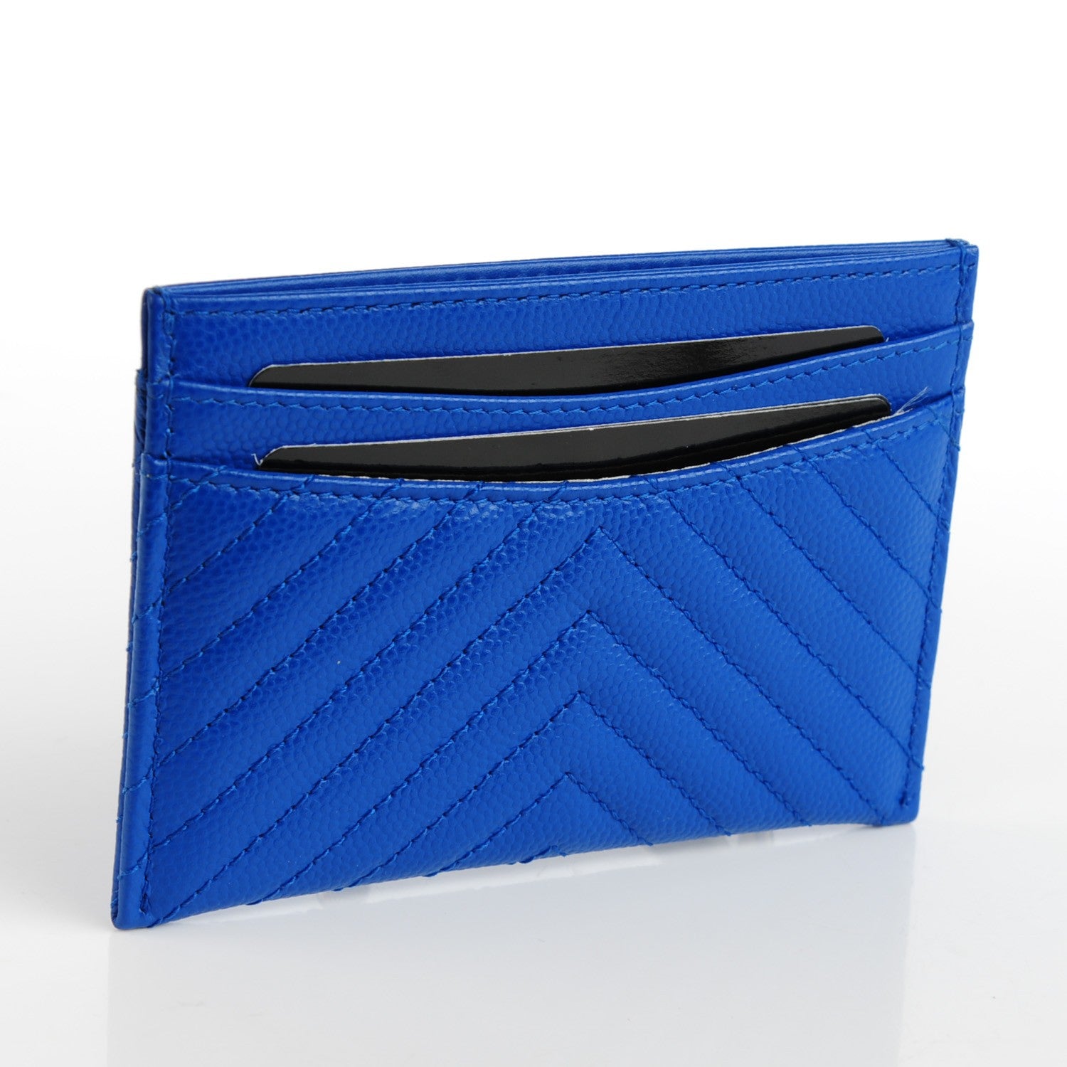 Chanel Caviar Chevron Card Holder Blue 3 of 7