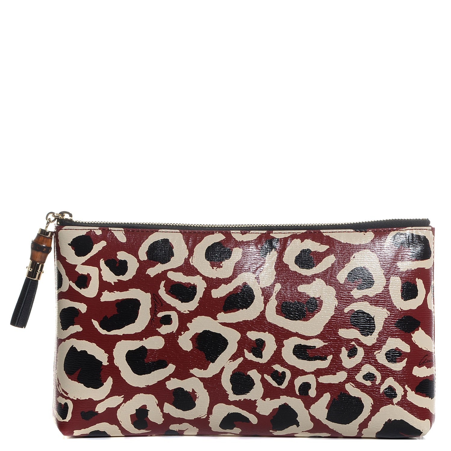 Gucci Leopard Print Leather Large Pouch 1 of 8