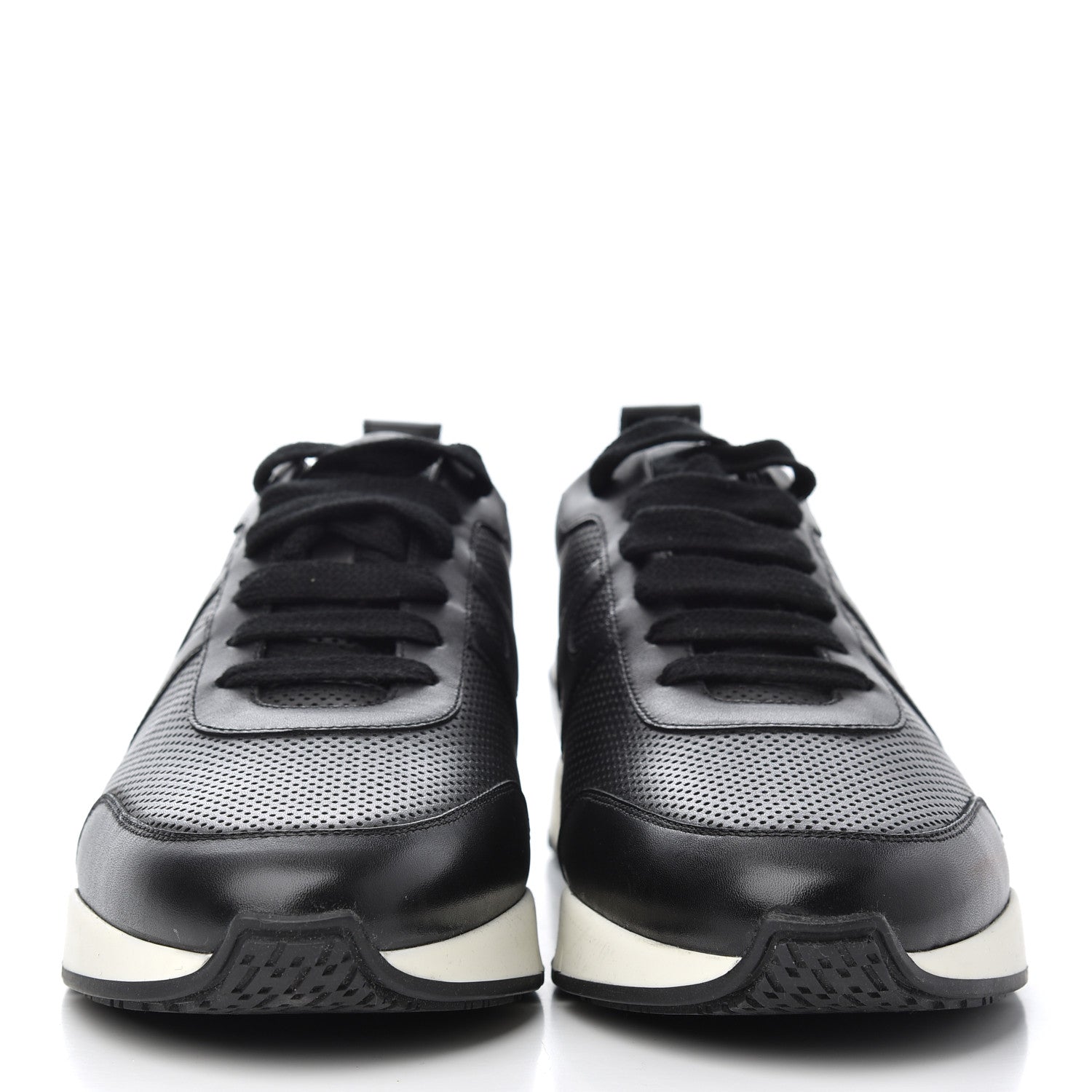 Hermes Calfskin Perforated Mens Starter Sneakers 45.5 Black 2 of 12