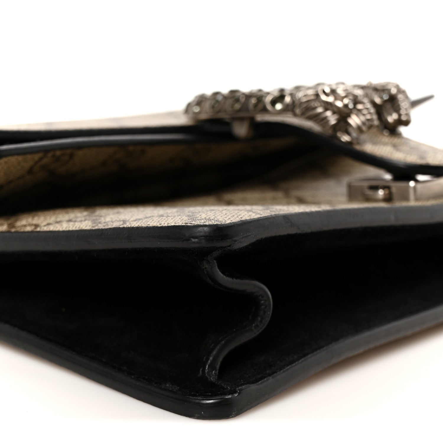 Gucci GG Supreme Monogram Suede Crystal Small Dionysus Shoulder Bag Beige Ebony Black 9 of 10