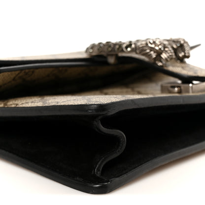 Gucci GG Supreme Monogram Suede Crystal Small Dionysus Shoulder Bag Beige Ebony Black 9 of 10