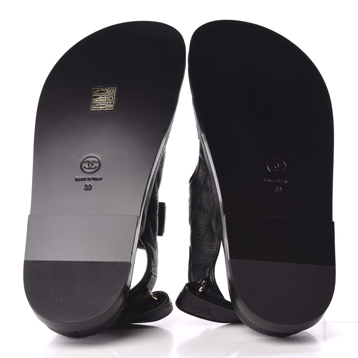 Chanel Grained Calfskin Velcro Dad Sandals 39 Black 6 of 9