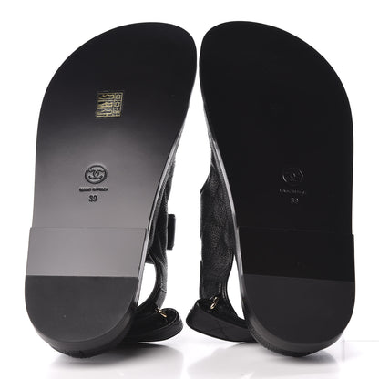 Chanel Grained Calfskin Velcro Dad Sandals 39 Black 6 of 9