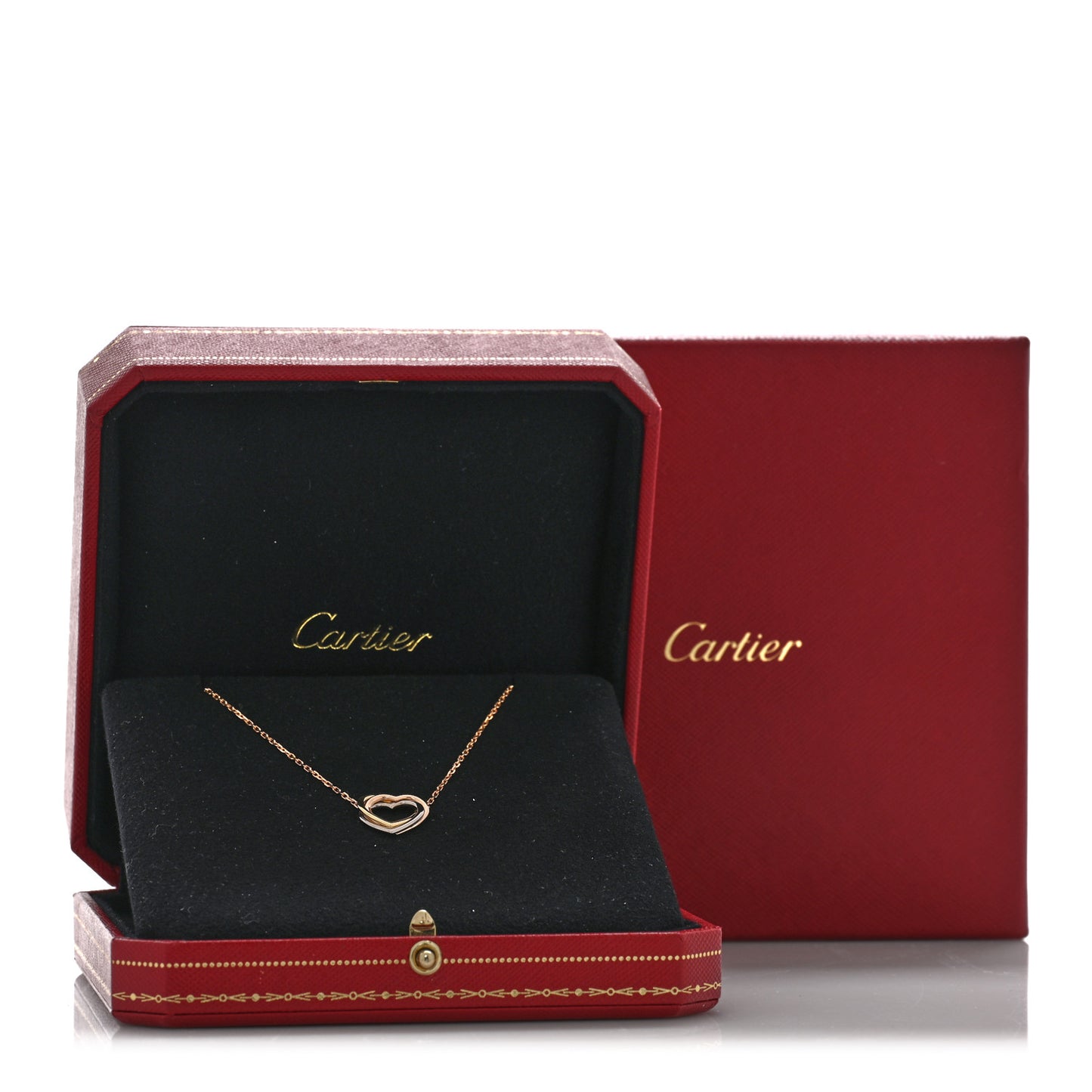 18K Pink Yellow White Gold Trinity Heart Necklace