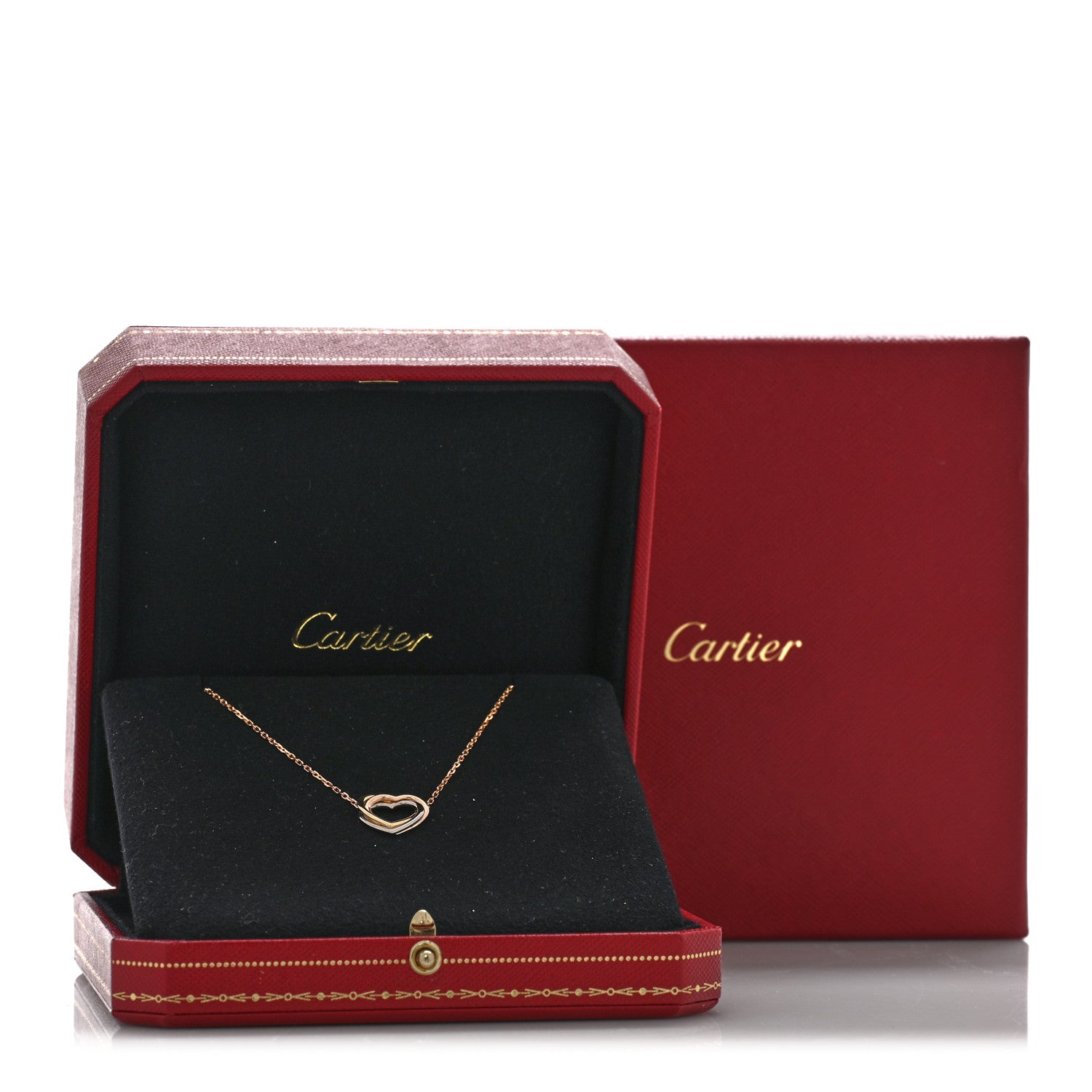 Cartier 18K Pink Yellow White Gold Trinity Heart Necklace 5 of 5