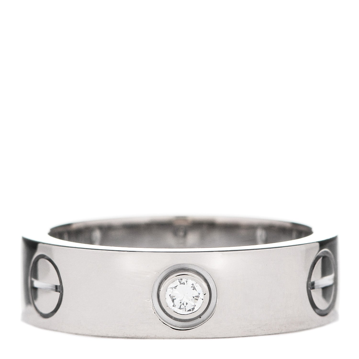 Cartier 18K White Gold 3 Diamond 5.5mm LOVE Ring 52 6 1 of 6