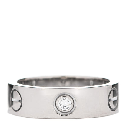 Cartier 18K White Gold 3 Diamond 5.5mm LOVE Ring 52 6 1 of 6