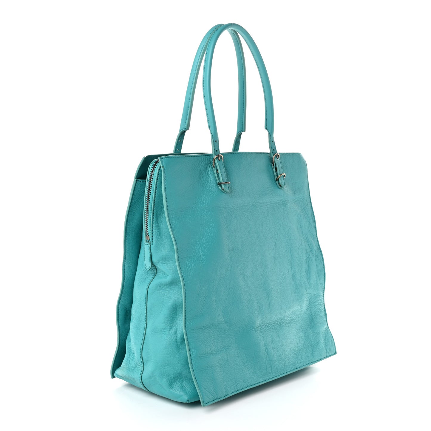 Veau Papier Tote Turquoise