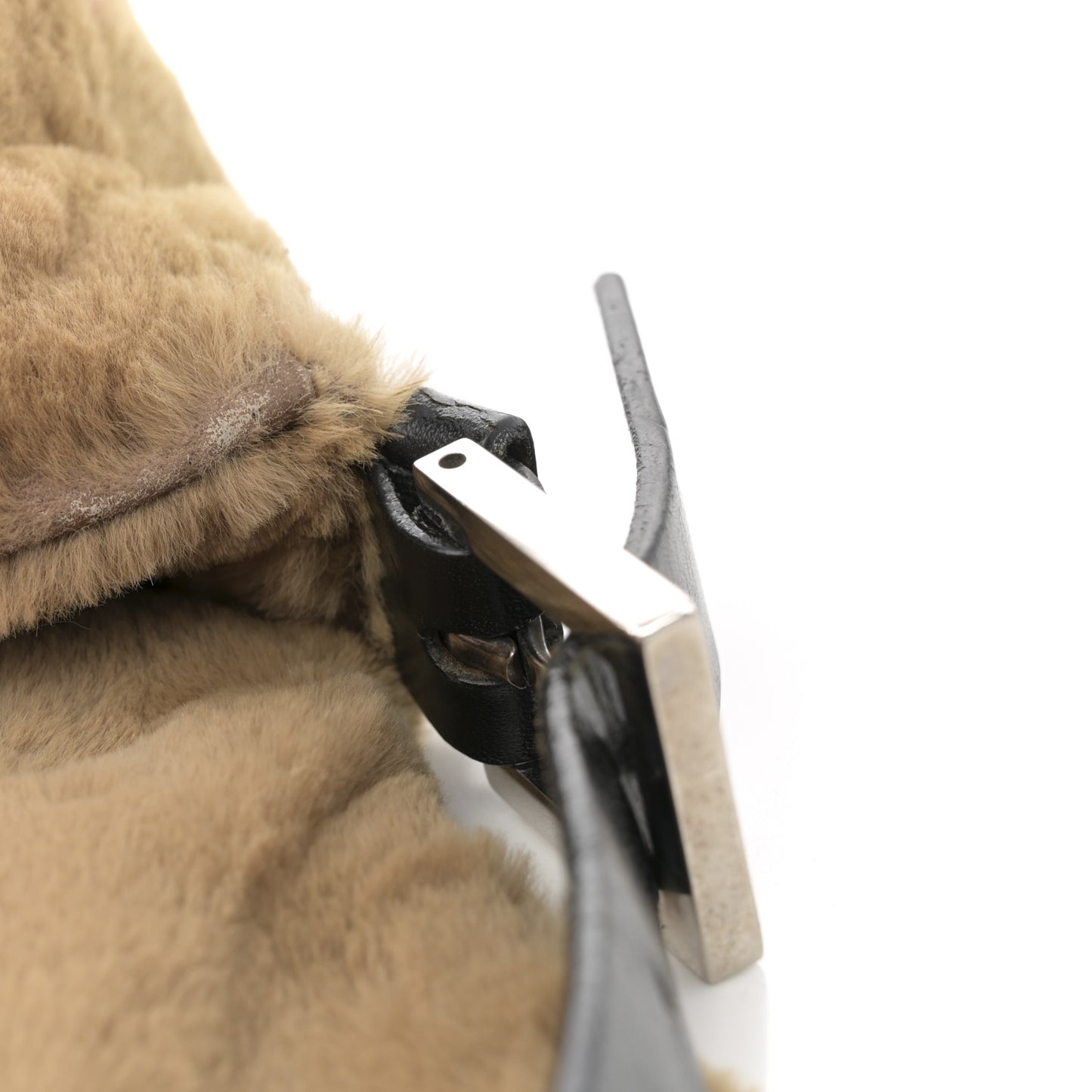 Rabbit Fur Striped Baguette Multicolor