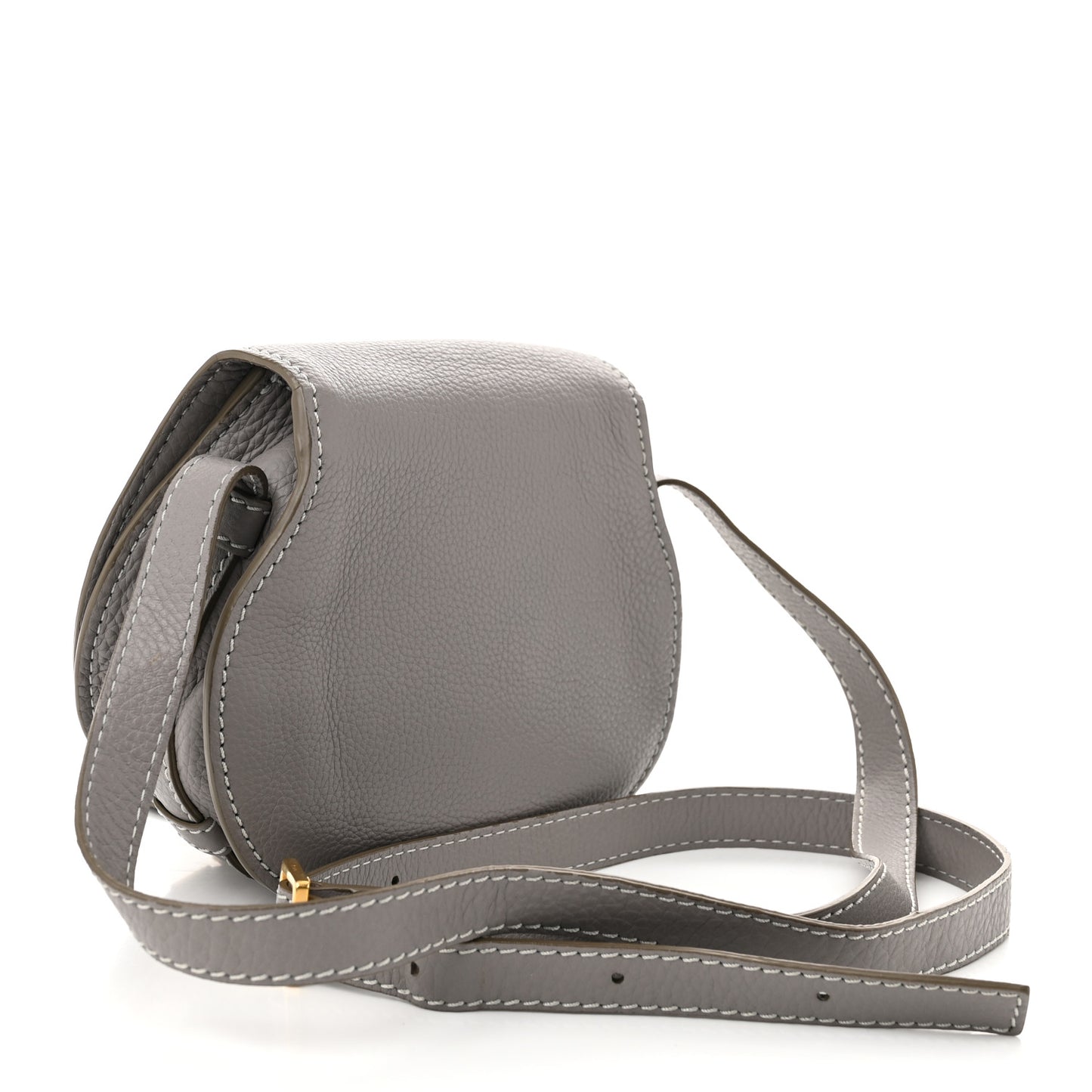 Grained Calfskin Small Marcie Saddle Bag Cashmere Grey