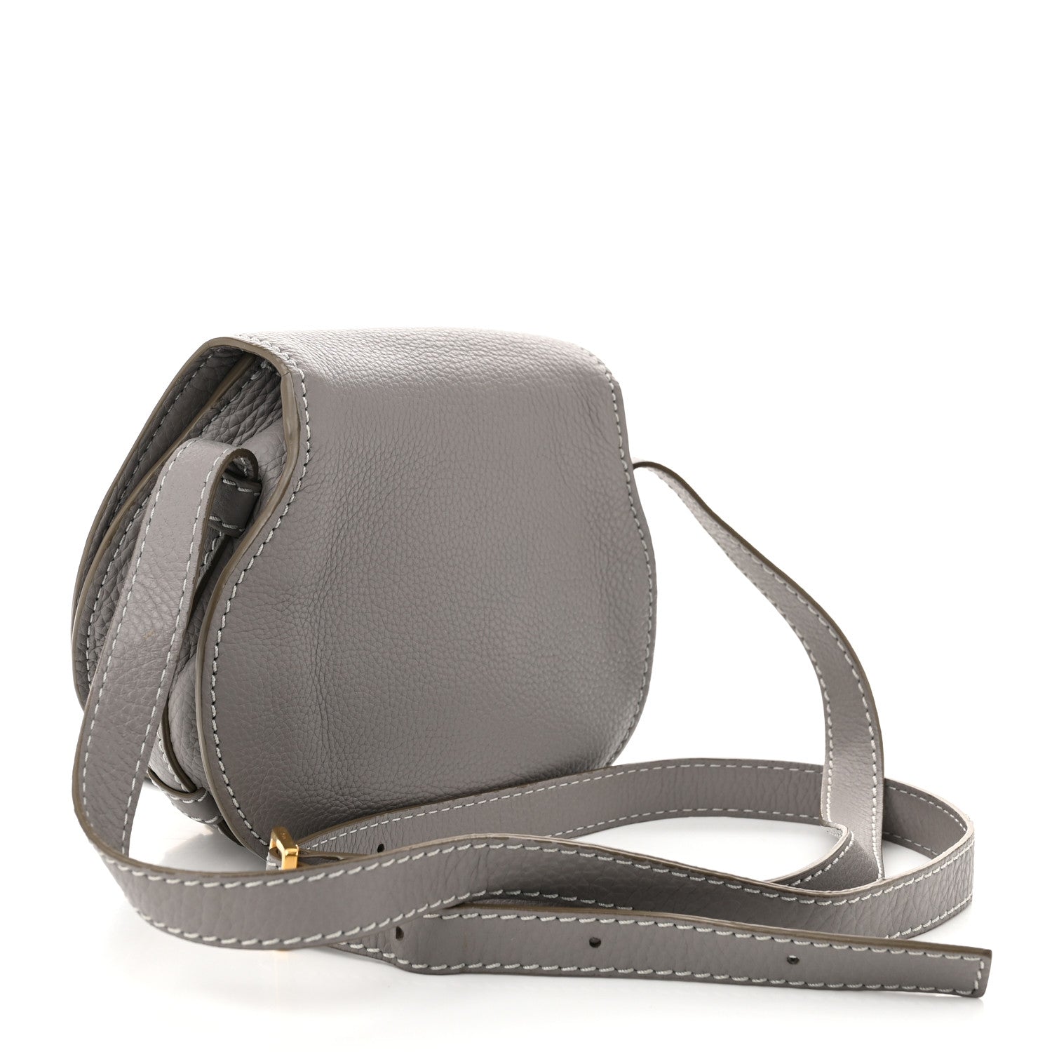 Chloe Grained Calfskin Small Marcie Saddle Bag Cashmere Grey 3 of 11