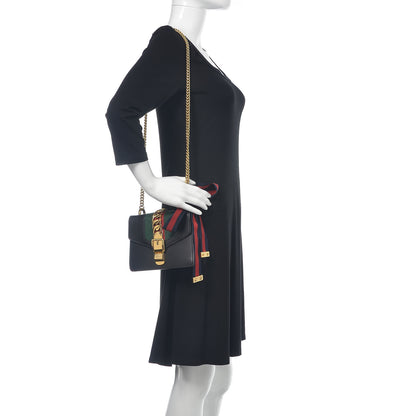 Gucci Calfskin Mini Sylvie Chain Shoulder Bag Black 2 of 11