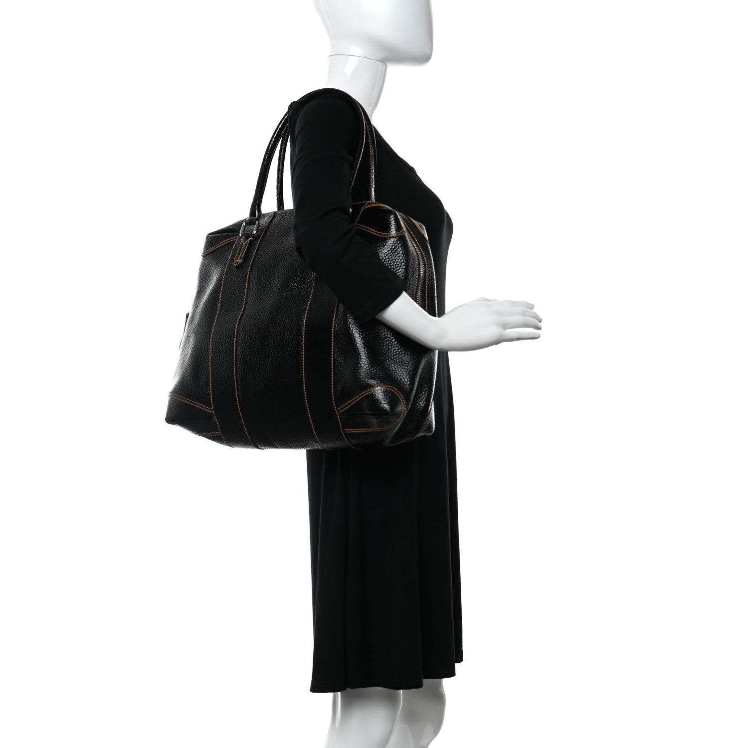 Fendi Grained Calfskin Large B Mix Tote Black 2 of 10