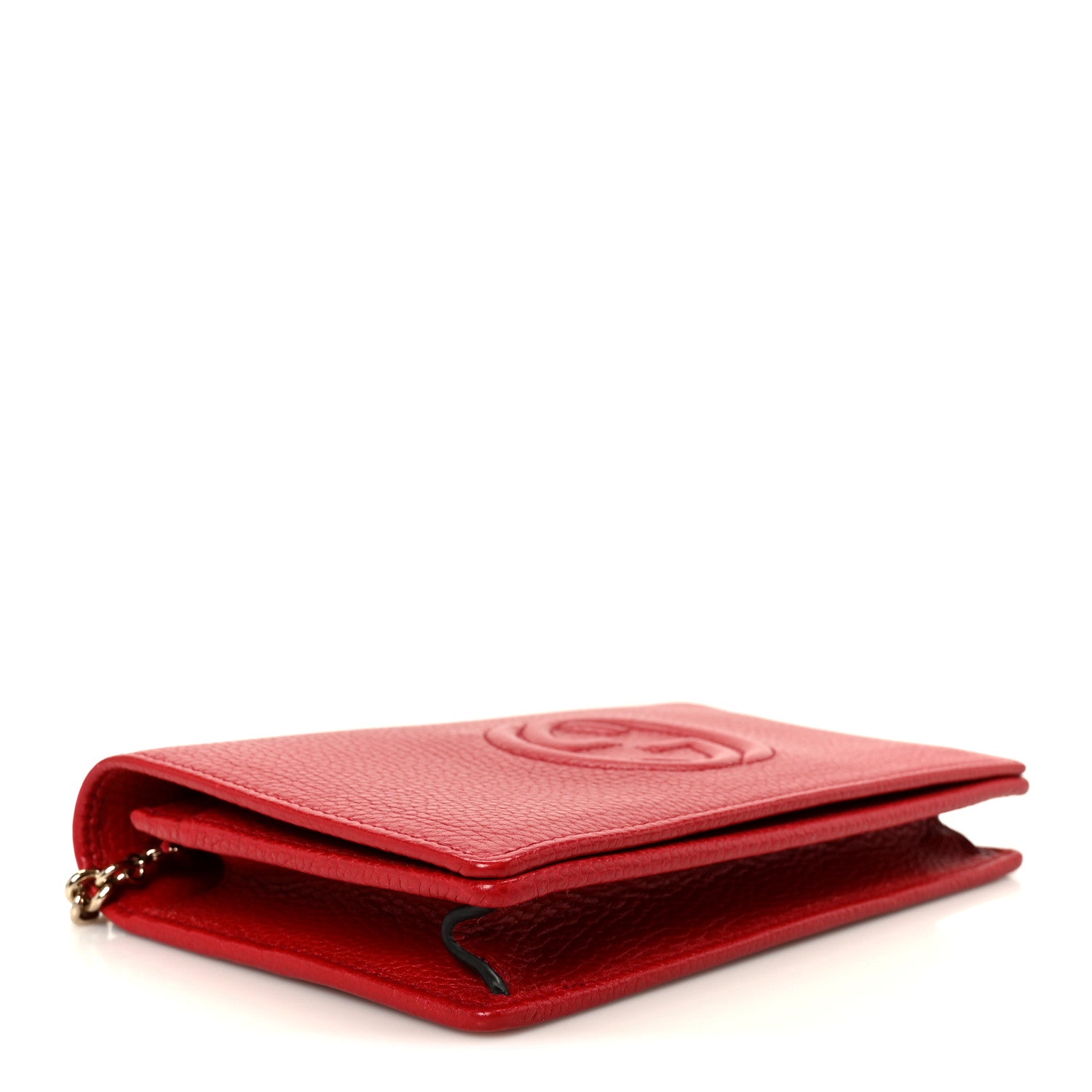 Gucci Pebbled Calfskin Soho Wallet on Chain Tabasco Red 4 of 10