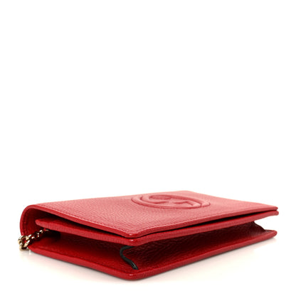 Gucci Pebbled Calfskin Soho Wallet on Chain Tabasco Red 4 of 10