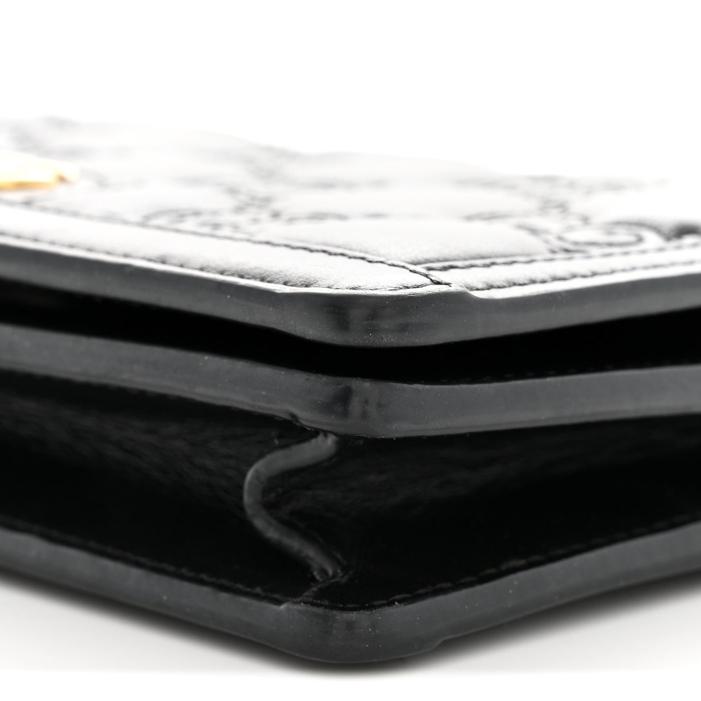 Calfskin GG Matelasse Chain Wallet Black