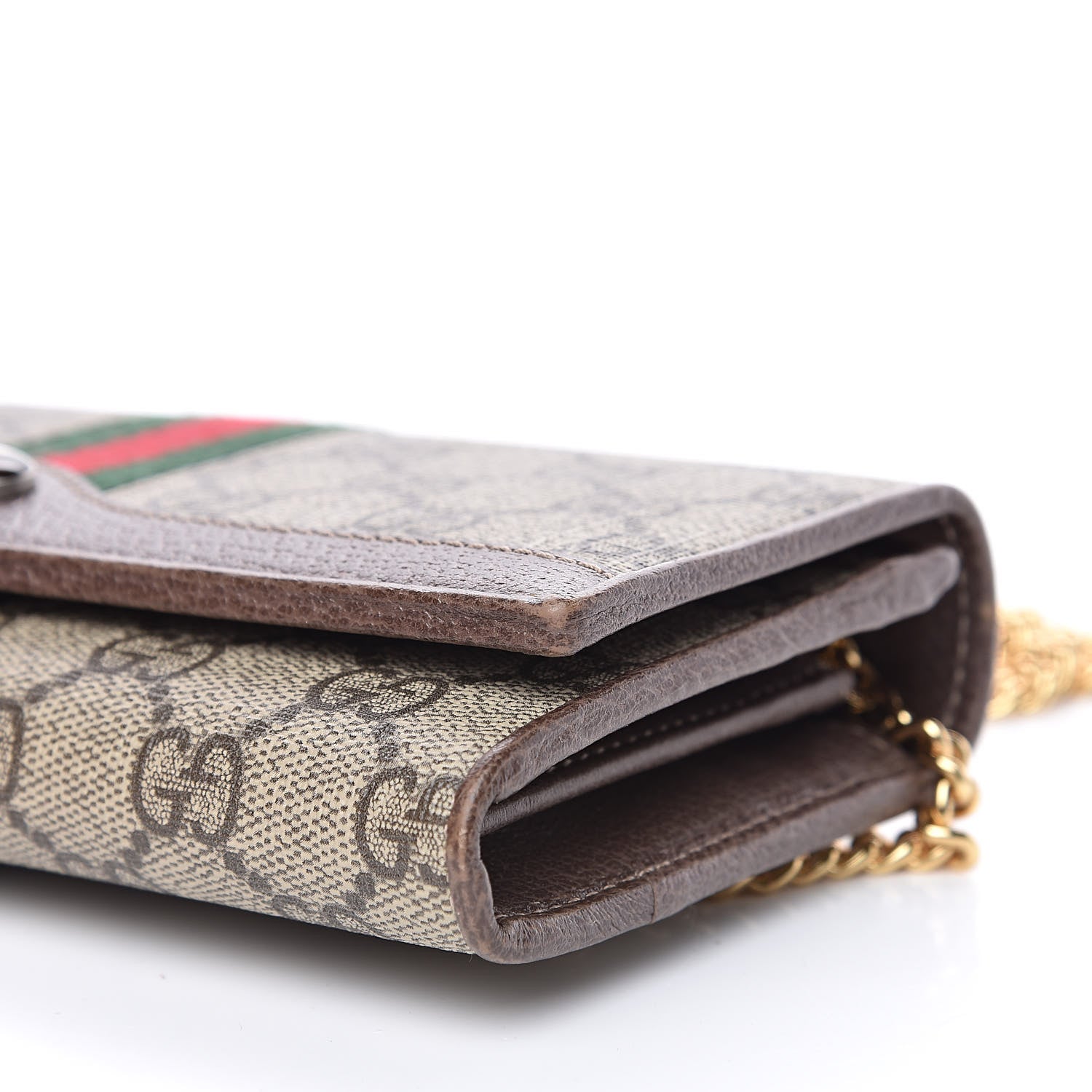 Gucci GG Supreme Monogram Web Ophidia Wallet On Chain Brown 9 of 11