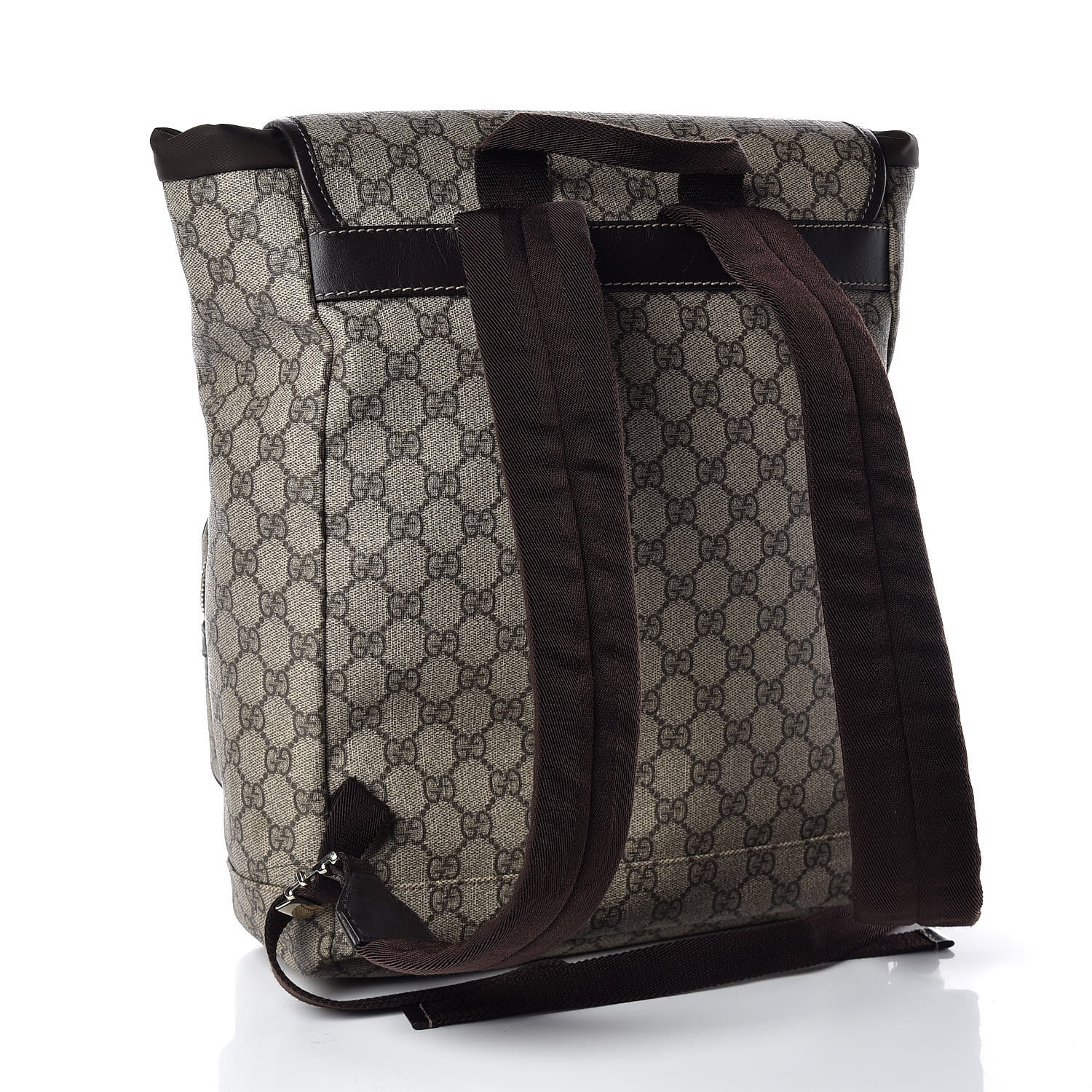 Gucci GG Supreme Monogram Medium Single Buckle Rucksack Backpack Beige Ebony Brown 3 of 12