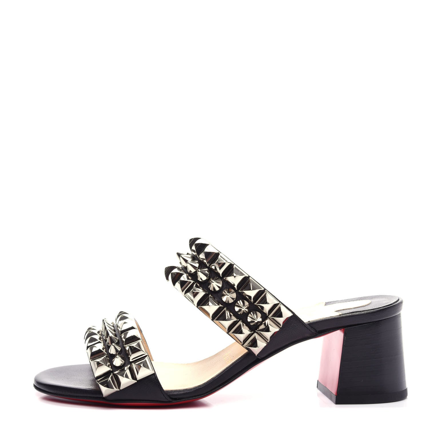 Christian Louboutin Calfskin Studded Tina Goes Mad 55 Slide Sandals 36 Black 1 of 10