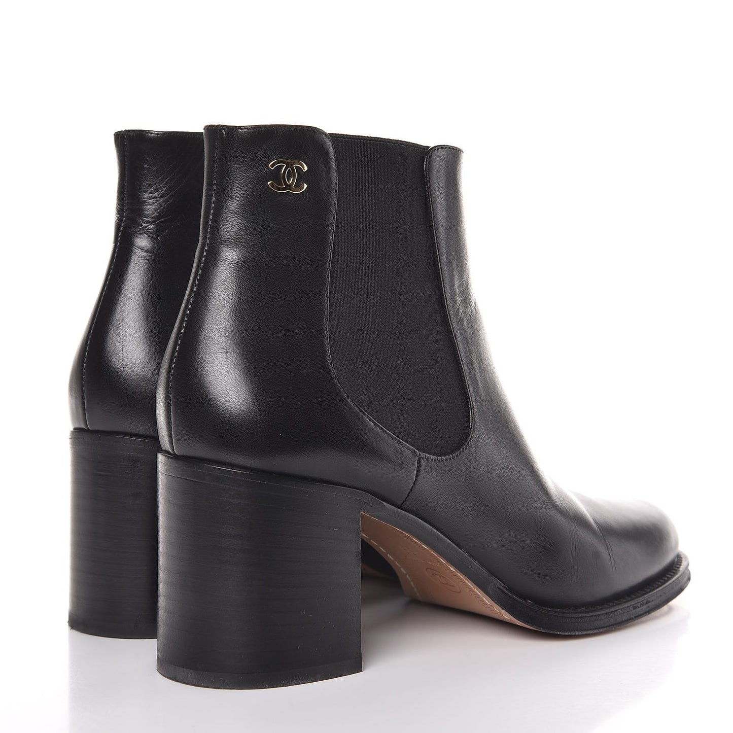 Glazed Calfskin Short Boots 39 Black