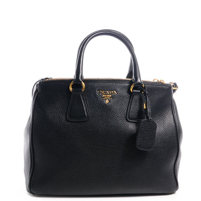 Prada Vitello Daino Double Zip Tote Black 1 of 9