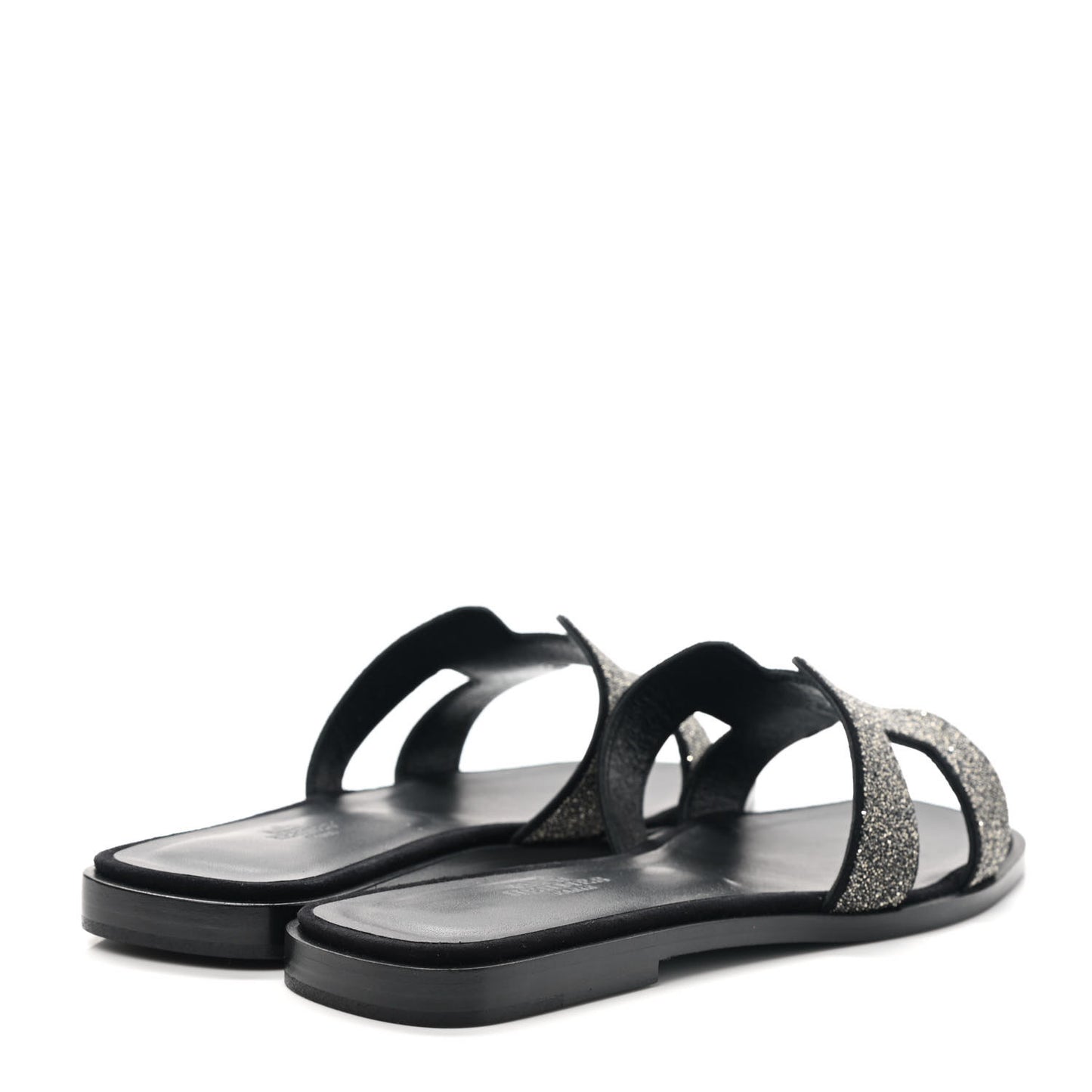 Velvet Goatskin Crystal Beads Oran Sandals 36.5 Gris Argente Black